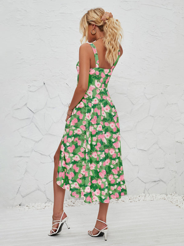 Cami Dresses- Summer Garden Parties Floral A-Line Midi Dress- - Chuzko Women Clothing