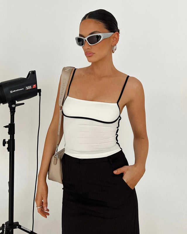 Cami-Top mit Kontrastbindung für Damen in Slim Fit