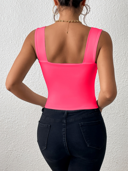 Slim Fit Square Neck Cami - Women's Essential Crop Top