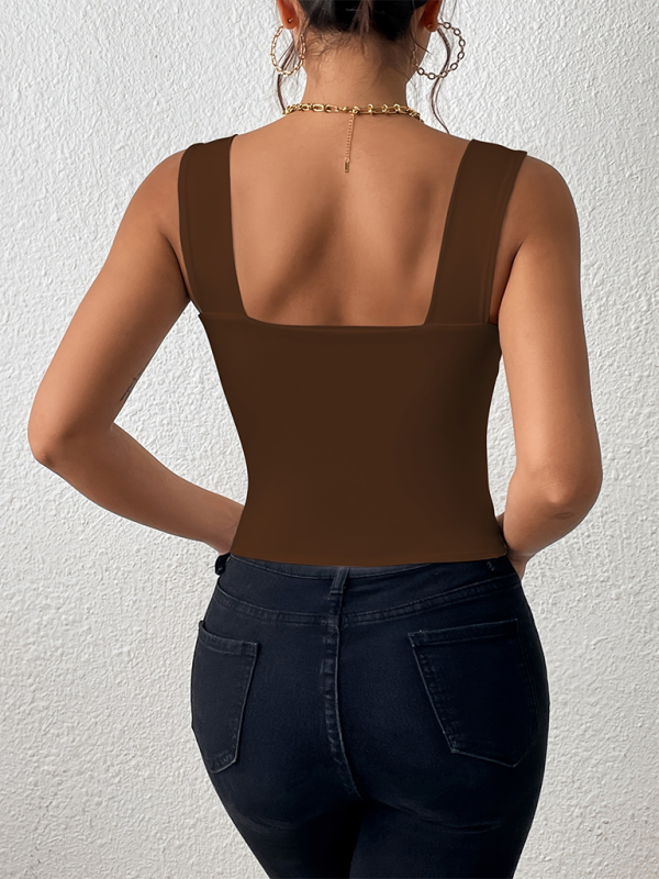 Camisole coupe slim à col carré - Haut court essentiel pour femme