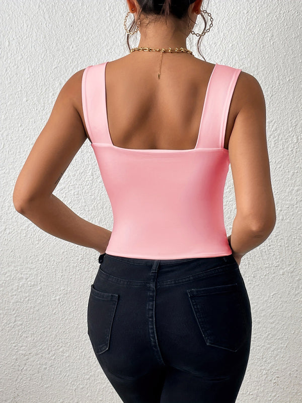 Slim Fit Square Neck Cami - Women's Essential Crop Top