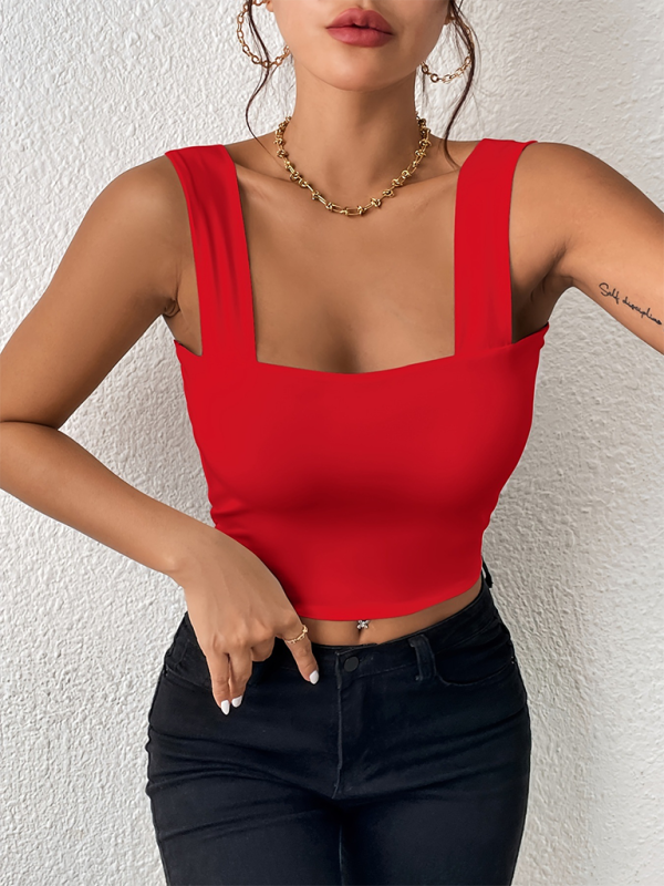 Slim Fit Square Neck Cami - Women's Essential Crop Top