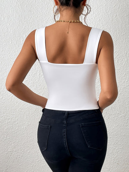 Camisole coupe slim à col carré - Haut court essentiel pour femme