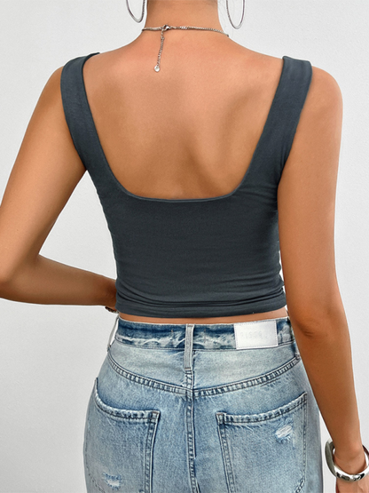 Camisole mit gerüschter Brustpartie – Essential Slim Fit Top für Damen
