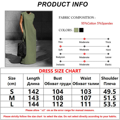 Casual Dresses- Casual Cotton Tunic Maxi Dress for Everyday Comfort- - Chuzko Women Clothing
