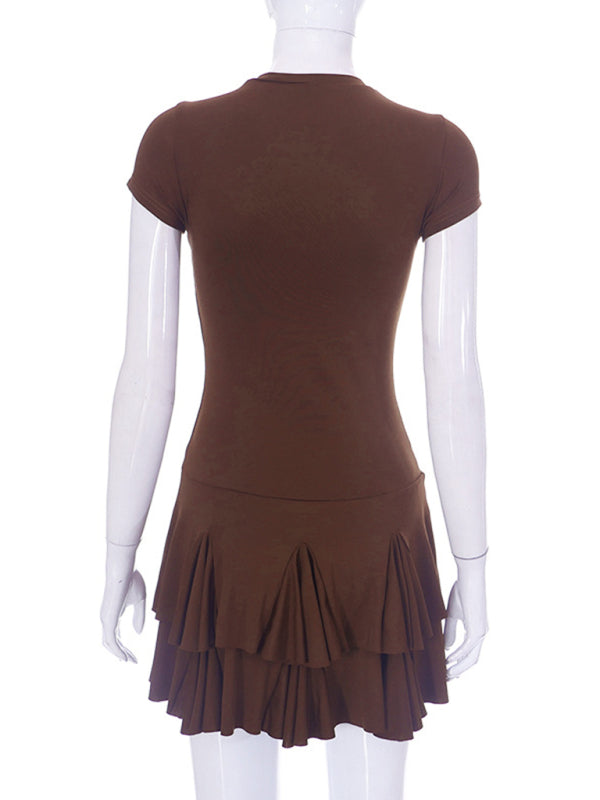 Fit &amp; Flare-T-Shirt-Kleid mit tiefer Taille für lässigen Chic im Frühling