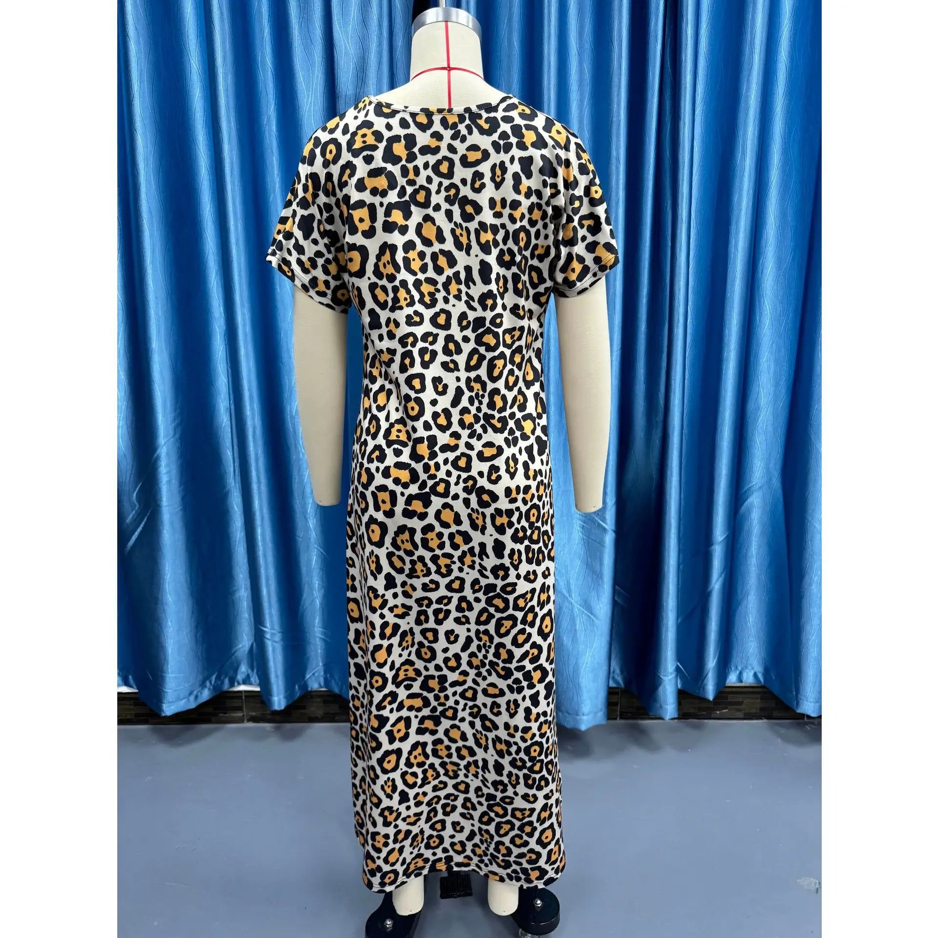 Casual Dresses- Women's Leopard Print Tunic Dress for Casual Outings & Picnics- - Chuzko Women Clothing