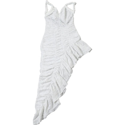 Clubbing Dresses- Asymmetrical Ruffle Backless Clubbing Gown Dress for Modern Women- - Chuzko Women Clothing