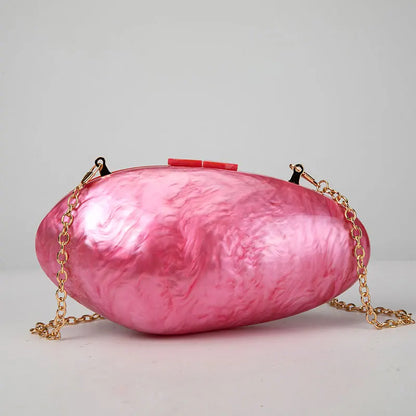 Clutches- Pearl Clutch for Weddings - Shell-Shaped Purse for Party & Cocktail Events- Rose- Chuzko Women Clothing
