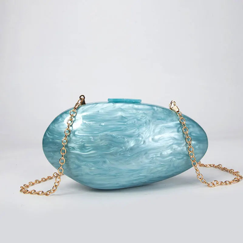 Clutches- Pearl Clutch for Weddings - Shell-Shaped Purse for Party & Cocktail Events- Sky blue- Chuzko Women Clothing