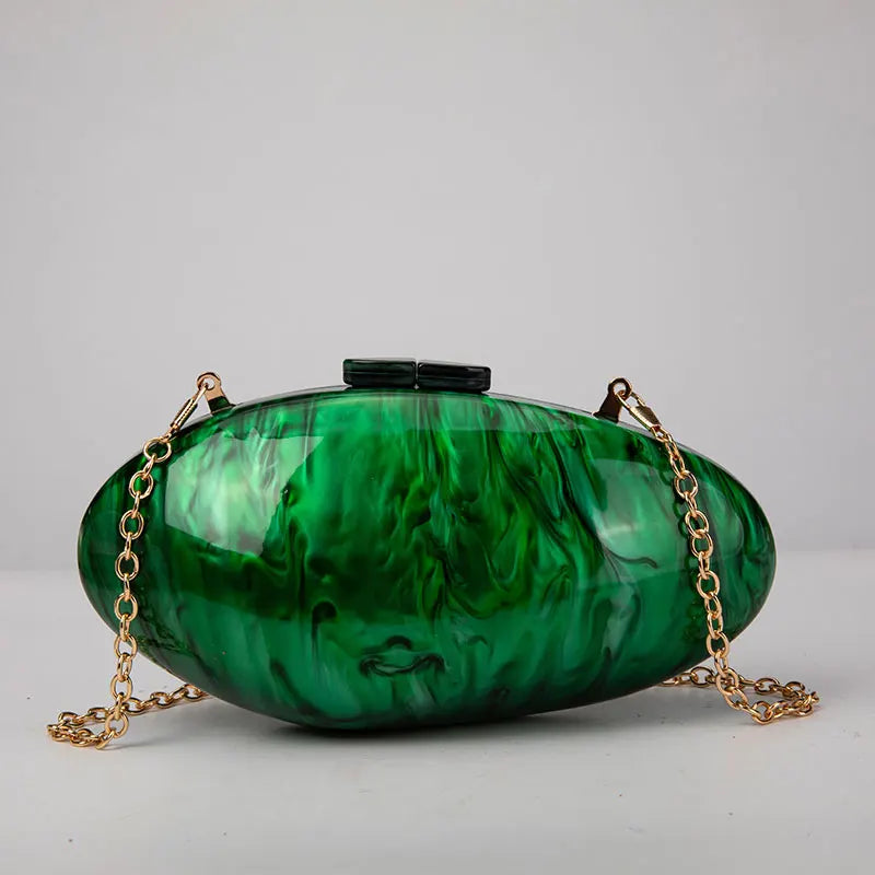 Clutches- Pearl Clutch for Weddings - Shell-Shaped Purse for Party & Cocktail Events- Green- Chuzko Women Clothing