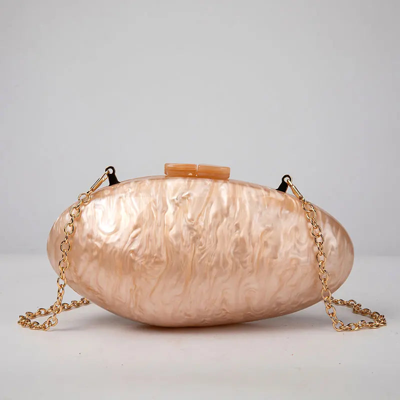 Clutches- Pearl Clutch for Weddings - Shell-Shaped Purse for Party & Cocktail Events- Champagne 3- Chuzko Women Clothing