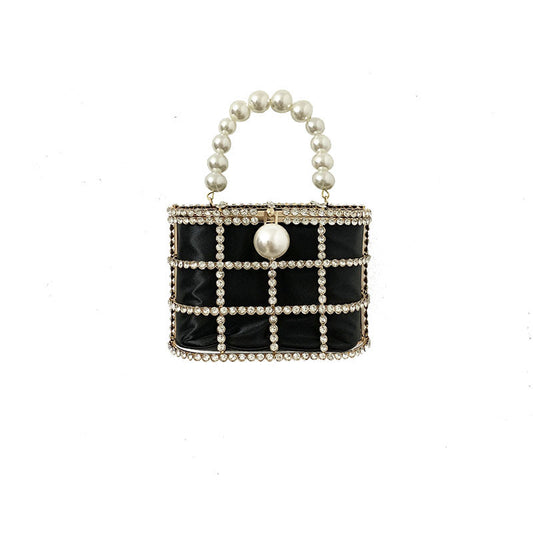 👝Elegante Clutch aus Kunstleder mit Perlen und Kristallen für Black-Tie-Events👝