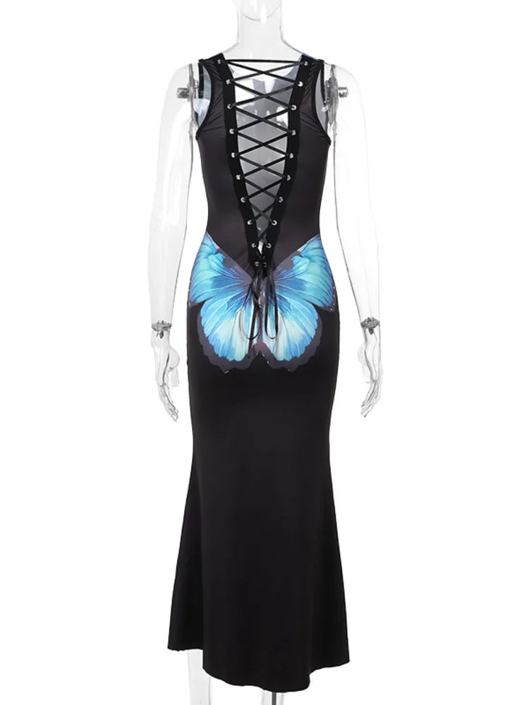 Cocktail Dresses- Butterfly Mermaid Evening Dress for Garden Weddings- - Chuzko Women Clothing