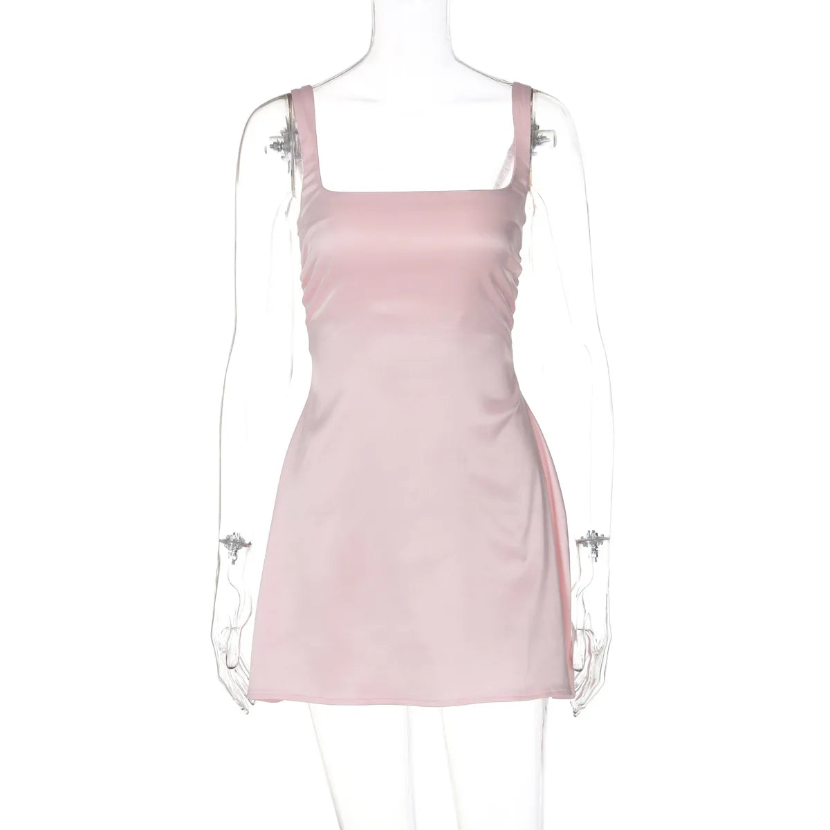 Cocktail Dresses- Cocktail Party Satin A-Line Dress for Celebrations- Pink- Chuzko Women Clothing