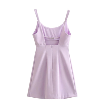 Elegance Lilac Square Neck Mini Dress
