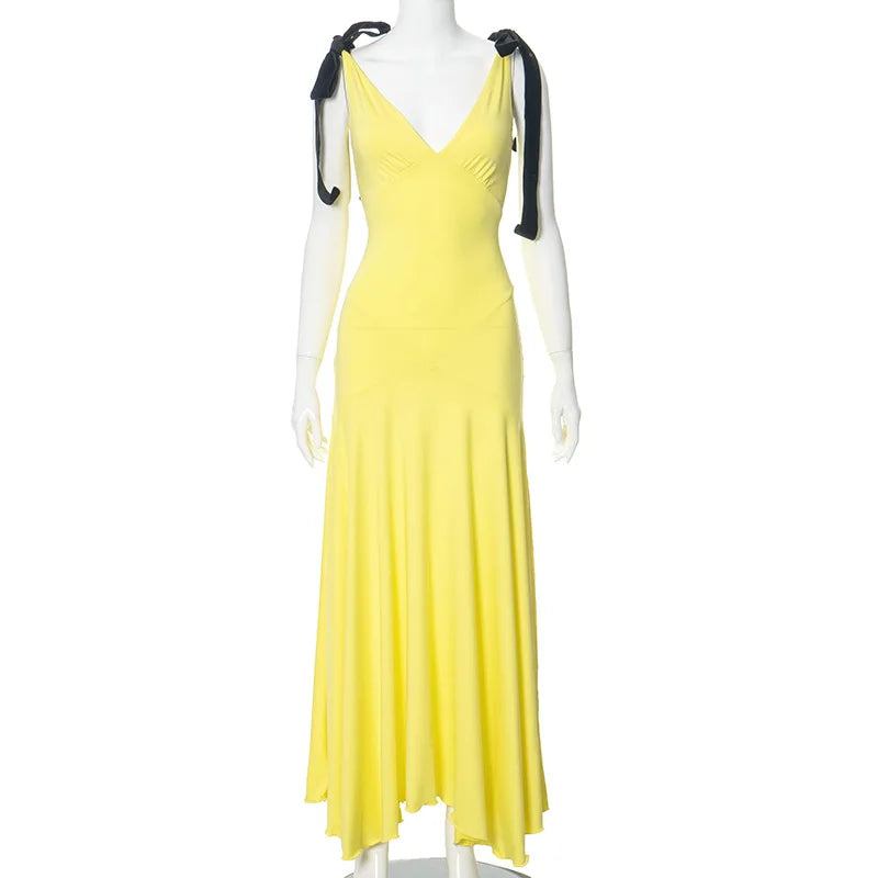 Yellow Floor-Length Dress for Summer Weddings & Evening Events