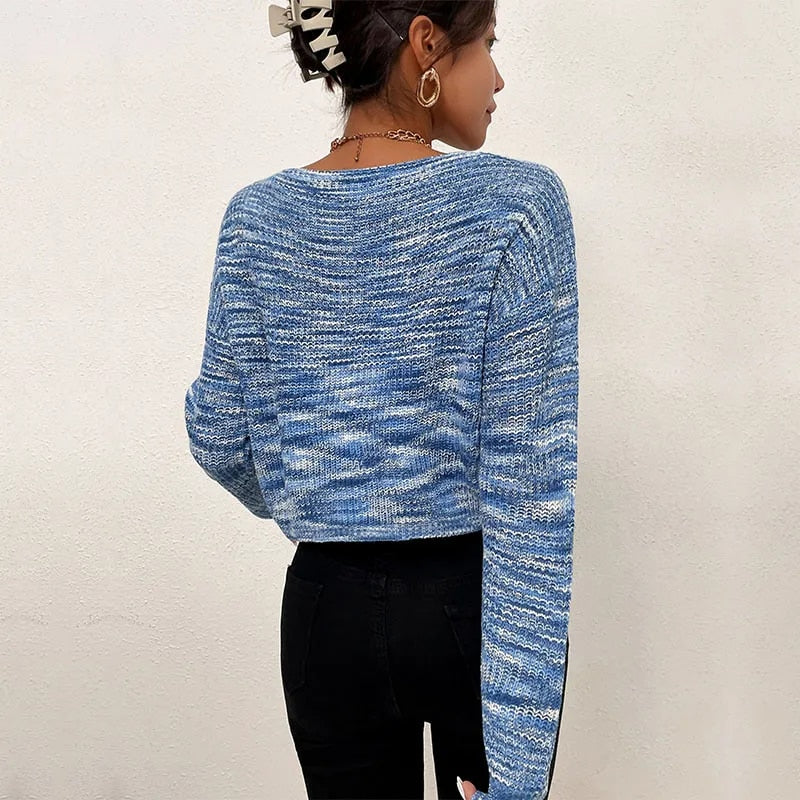 Trendy Fall Crop Soft Knit Sweater - Mix & Match with Any Outfit Sweaters - Chuzko Women Clothing
