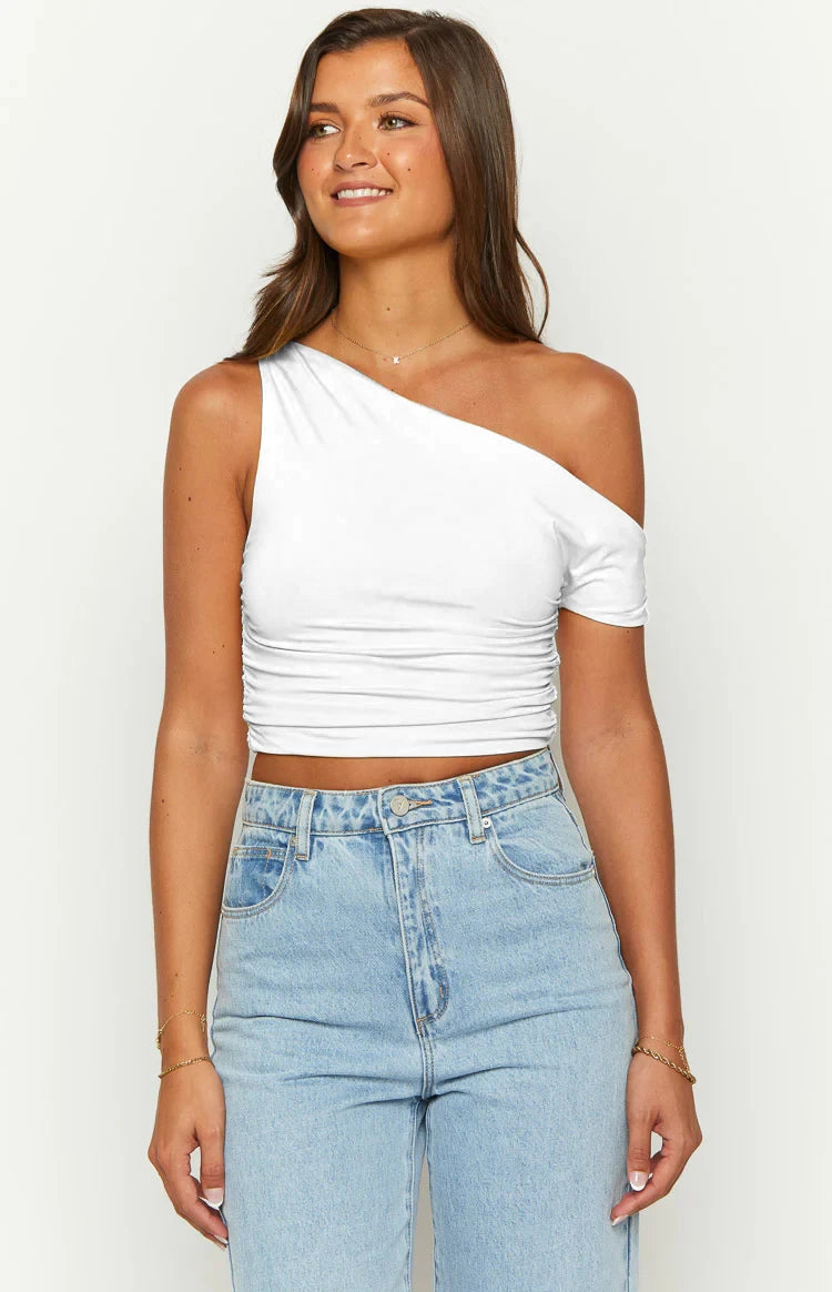 Solid Ruched Crop Top for Sunny Escapes