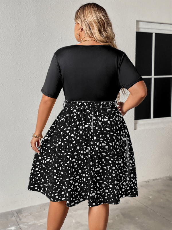 Curvy Dresses- Surplice Cinched Leopard Print Midi Dress for Special Events- - Chuzko Women Clothing