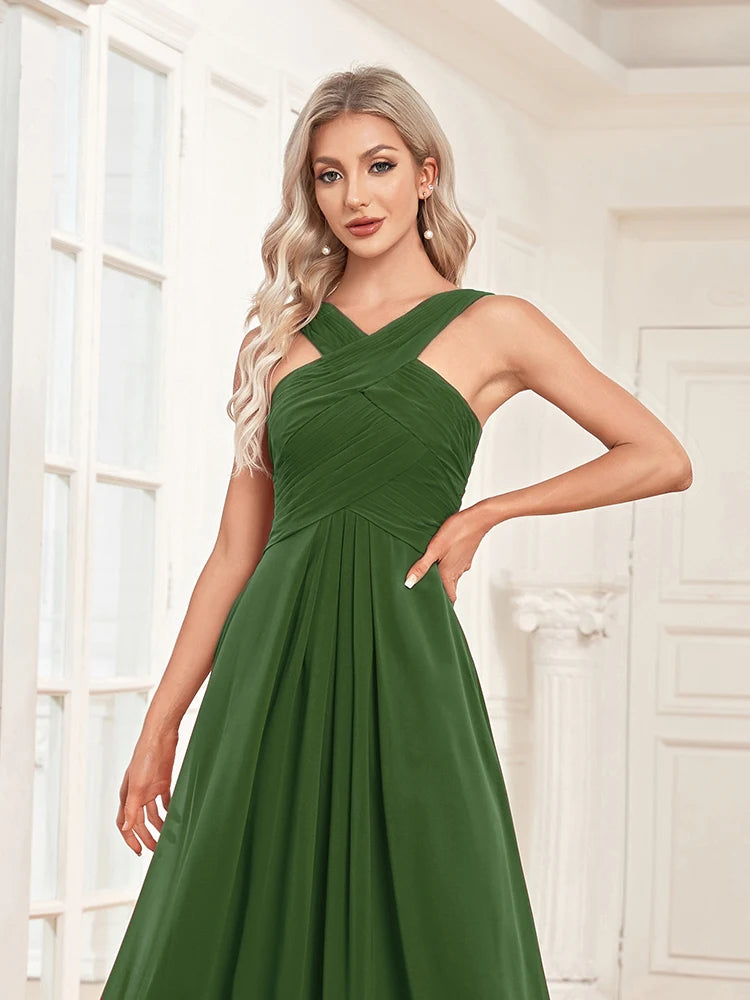 Elegant Dresses- Chiffon A-Line Dress for Gala & Wedding Seasons- - Chuzko Women Clothing