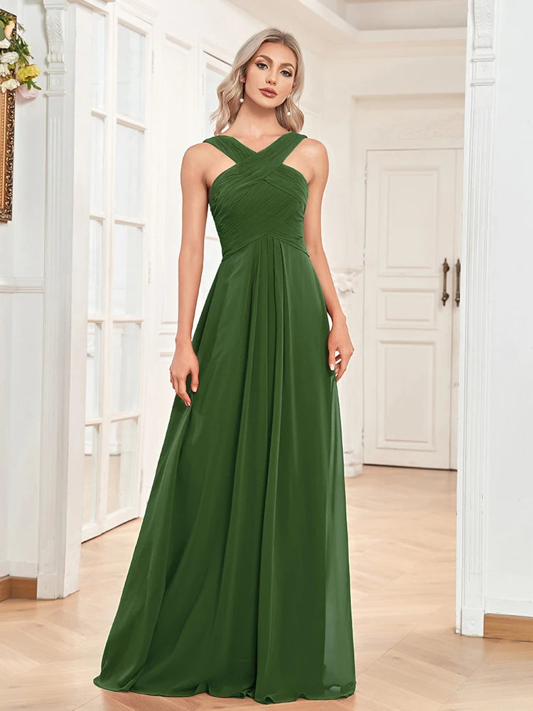 Elegant Dresses- Chiffon A-Line Dress for Gala & Wedding Seasons- - Chuzko Women Clothing