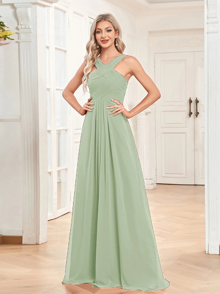 Elegant Dresses- Chiffon A-Line Dress for Gala & Wedding Seasons- - Chuzko Women Clothing