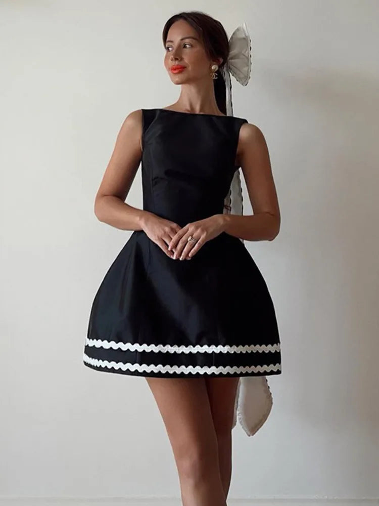 Elegant Dresses- Elegant Retro Flared Mini Dress for Cocktail Evenings- - Chuzko Women Clothing