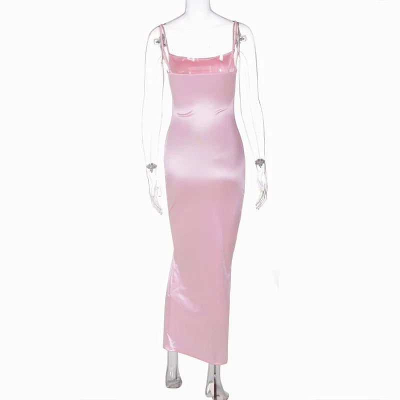 Elegant Dresses- Elegant Satin Evening Gown - Pink Maxi Dress for Prom Night- - Chuzko Women Clothing