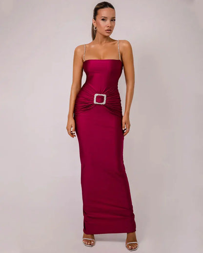 Elegant Dresses- Elegant Sheath Maxi Dress Gown for Award Ceremonies- - Chuzko Women Clothing