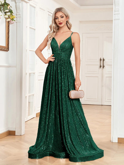 Elegant Dresses- Luxe Sequin Gown for High-End Events - Dress for Prom- Dark Green- Chuzko Women Clothing