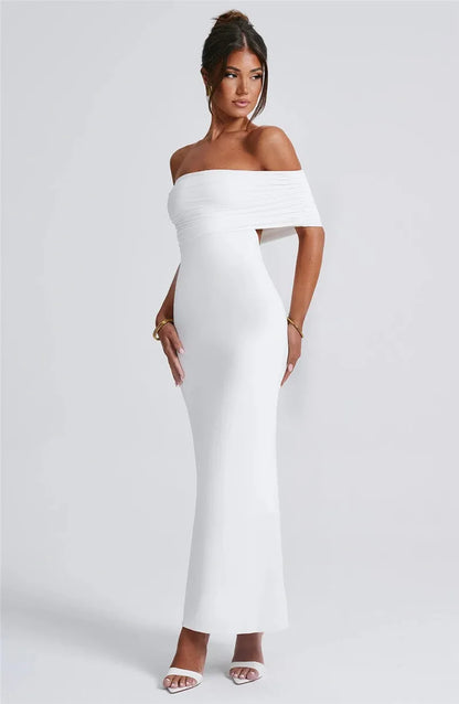 Elegant Dresses- Off-Shoulder Backless Gown - Mermaid Ruched Back Evening Dress- - Chuzko Women Clothing