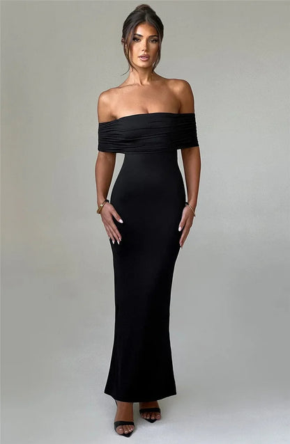 Elegant Dresses- Off-Shoulder Backless Gown - Mermaid Ruched Back Evening Dress- - Chuzko Women Clothing