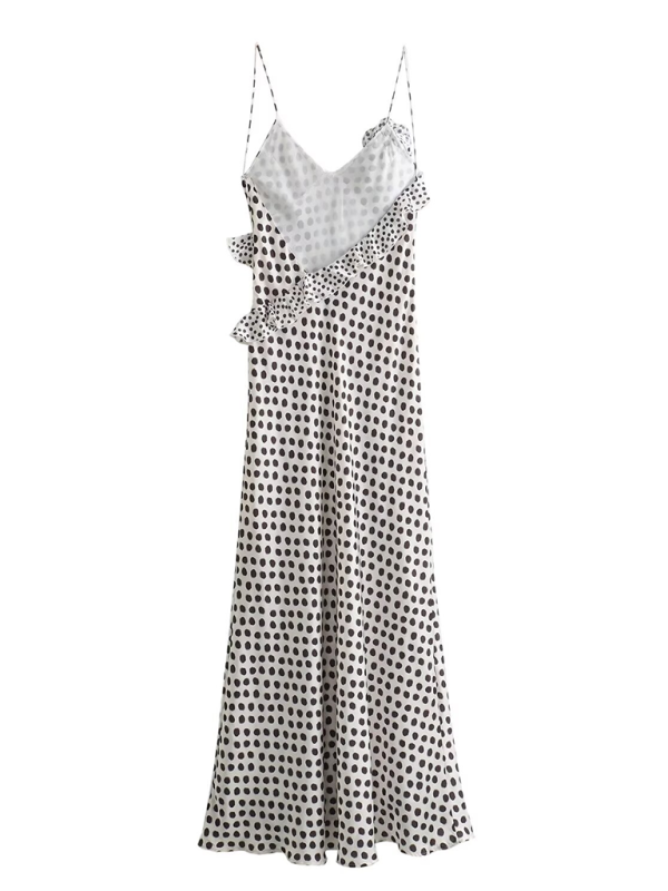 Elegant Dresses- Polka Dot Mermaid Dress for Gala Evenings - Ruffled Gown- - Chuzko Women Clothing