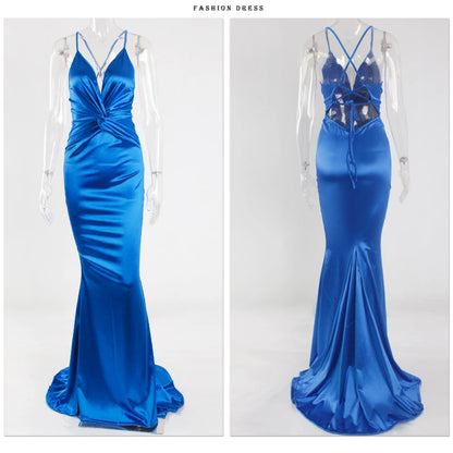 Prom Vibrant Blue Sweep Train Gown - Mermaid Dress for Gala Nights