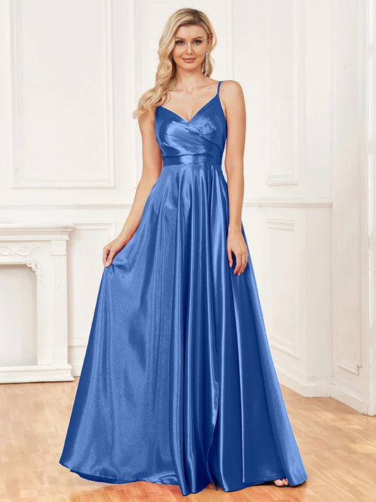 Elegant Dresses- Satin Evening Gown for Gala Events- - Chuzko Women Clothing