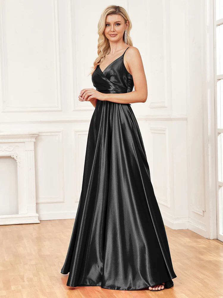 Elegant Dresses- Satin Evening Gown for Gala Events- - Chuzko Women Clothing