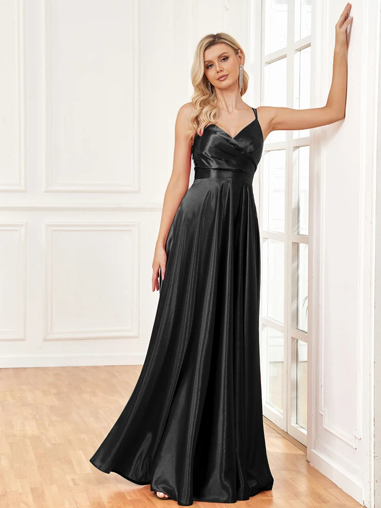 Elegant Dresses- Satin Evening Gown for Gala Events- - Chuzko Women Clothing