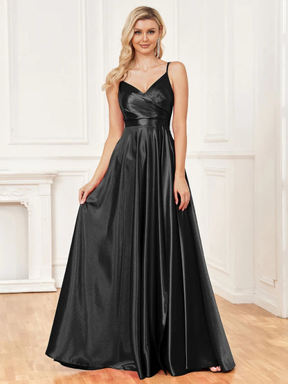 Elegant Dresses- Satin Evening Gown for Gala Events- - Chuzko Women Clothing