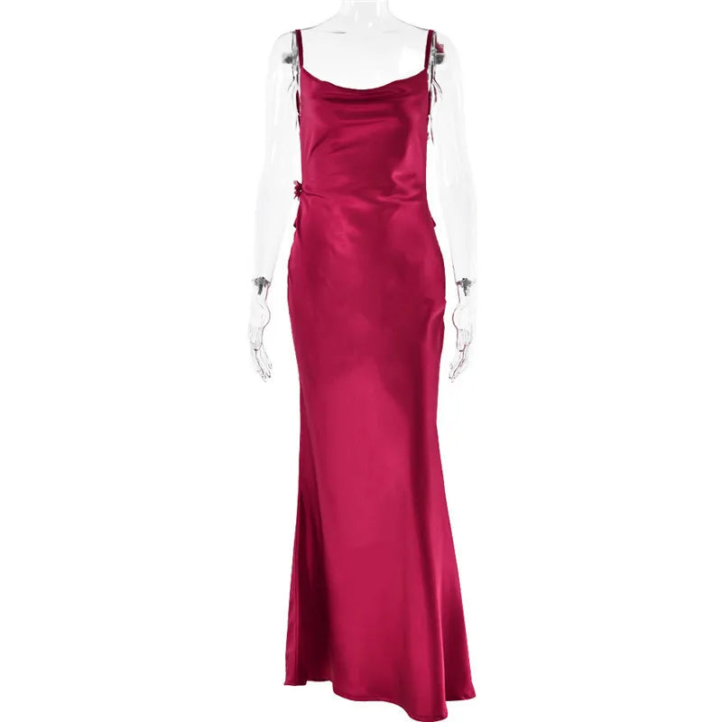 Elegant Dresses- Women's Elegant Cowl Neck Mermaid Dress - Draped Backless Gown- - Chuzko Women Clothing