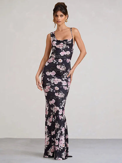 Elegant Dresses- Women's Elegant One-Shoulder Maxi Dress for Evening Galas- Pink- Chuzko Women Clothing