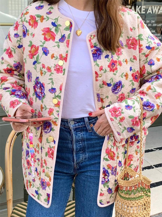 Floral Charm Flap Jacket for Spring & Fall