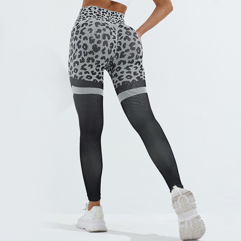 Women's Active Grey Feline Leopard Print Workout Leggings. (6pack) • High  rise elasticized waistband • Hidden waist pocket for loose items • Leopard  print • Flat lock seams prevent chafing • 4-way