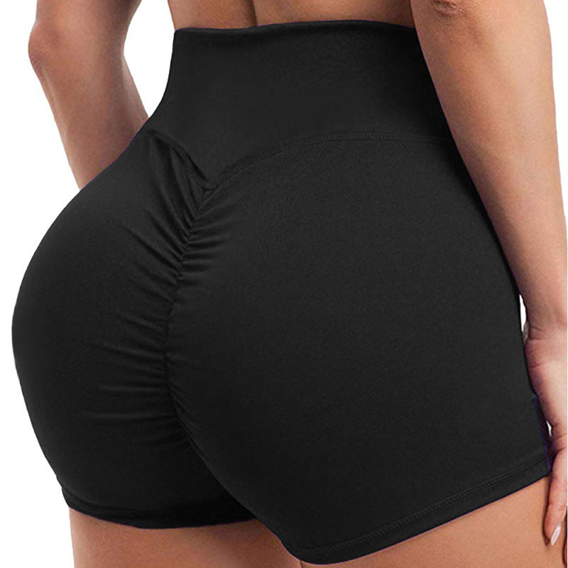 Gym Shorts- Peach Sporty Animal Print High Waisted Gym Shorts for Active Women- Black- Chuzko Women Clothing
