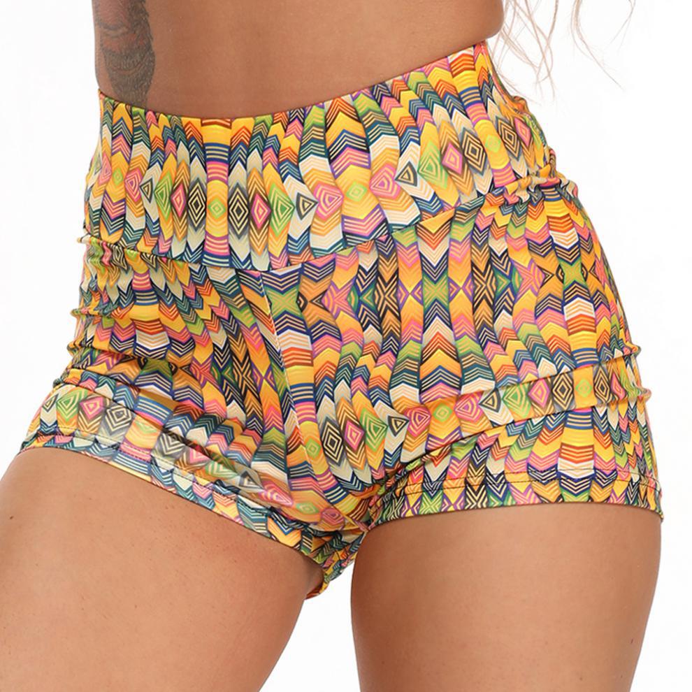 Gym Shorts- Peach Sporty Animal Print High Waisted Gym Shorts for Active Women- - Chuzko Women Clothing