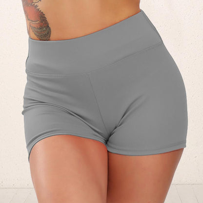 Gym Shorts- Peach Sporty Animal Print High Waisted Gym Shorts for Active Women- - Chuzko Women Clothing