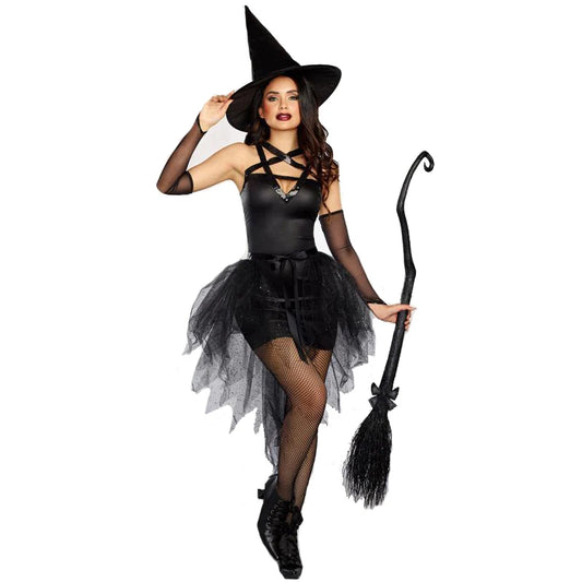 Halloween Costumes- Bewitching Halloween Witch Costume for Halloween & Cosplay Events- Black- Chuzko Women Clothing