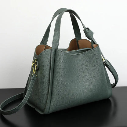 Handbags- Multi-Purpose Handbag Faux Leather Tote Bag for Work & Leisure- Green- Chuzko Women Clothing