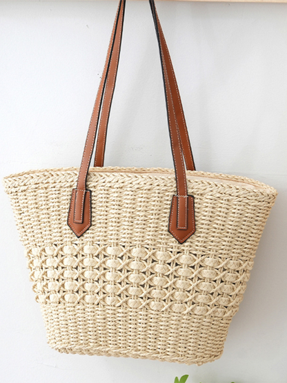 Handbags- Women's Straw Beach Bag for Summer Adventures- - Chuzko Women Clothing