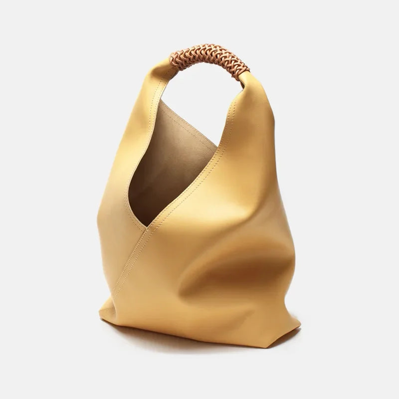 Hobo Bags- Genuine Leather Hobo Bag for Elegant Occasions- yellow- Chuzko Women Clothing